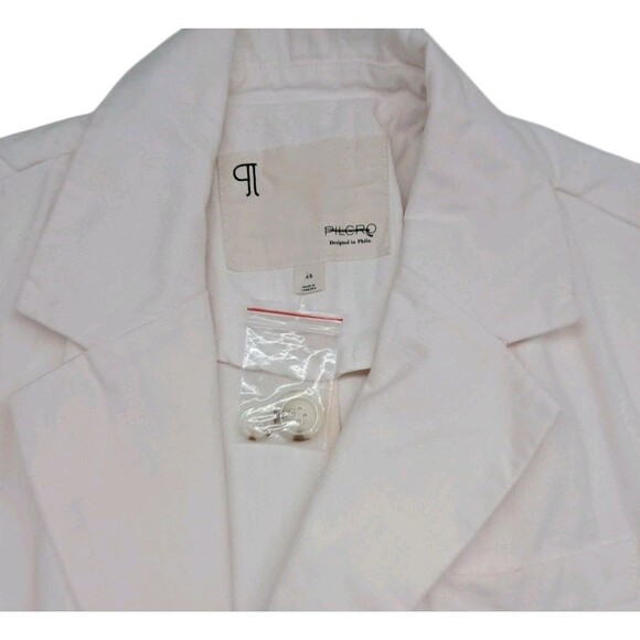 Anthropologie Pilcro Fray Hem Blazer Jacket Womens XS Ivory Pink Double Breasted - Picture 7 of 12